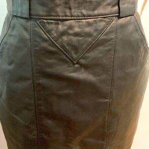 Parisian Black Leather Pencil Skirt